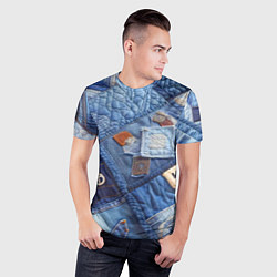 Футболка спортивная мужская Vanguard jeans patchwork - ai art, цвет: 3D-принт — фото 2