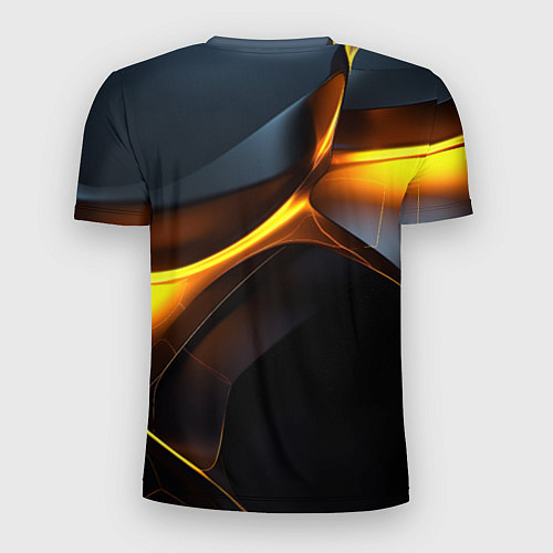 Мужская спорт-футболка Разлом черных плит и оранжевая лава / 3D-принт – фото 2