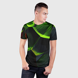 Футболка спортивная мужская Green neon abstract geometry, цвет: 3D-принт — фото 2