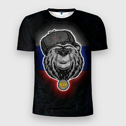 Мужская спорт-футболка Медведь с символикой РФ