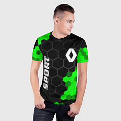 Футболка спортивная мужская Renault green sport hexagon, цвет: 3D-принт — фото 2