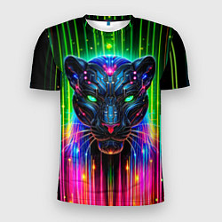 Мужская спорт-футболка Неоновая цифровая пантера
