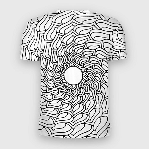 Мужская спорт-футболка Мандала солнцевидная чёрно-белая / 3D-принт – фото 2