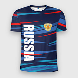 Мужская спорт-футболка Россия - blue stripes