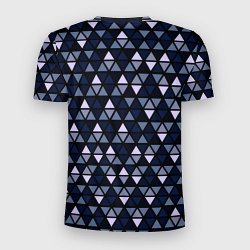 Мужская спорт-футболка Чёрно-синий паттерн треугольники / 3D-принт – фото 2