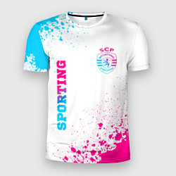 Мужская спорт-футболка Sporting neon gradient style вертикально