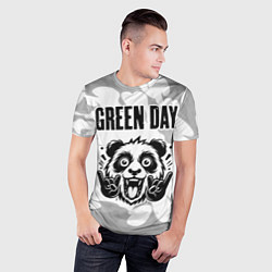 Футболка спортивная мужская Green Day рок панда на светлом фоне, цвет: 3D-принт — фото 2