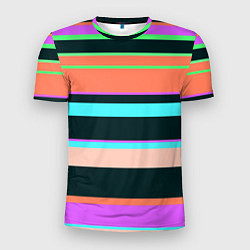 Мужская спорт-футболка Цветные разные полосы