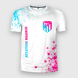 Мужская спорт-футболка Atletico Madrid neon gradient style вертикально