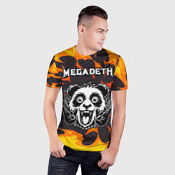 Футболка спортивная мужская Megadeth рок панда и огонь, цвет: 3D-принт — фото 2