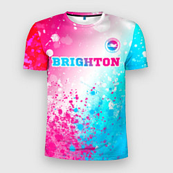 Футболка спортивная мужская Brighton neon gradient style посередине, цвет: 3D-принт