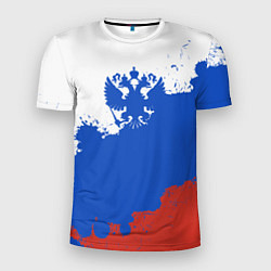 Мужская спорт-футболка Российский триколор и герб