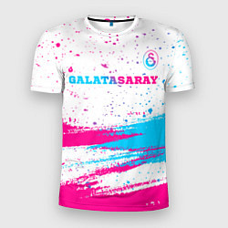 Мужская спорт-футболка Galatasaray neon gradient style посередине