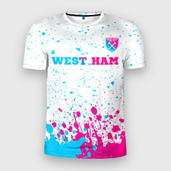 Футболка спортивная мужская West Ham neon gradient style посередине, цвет: 3D-принт