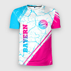 Футболка спортивная мужская Bayern neon gradient style вертикально, цвет: 3D-принт