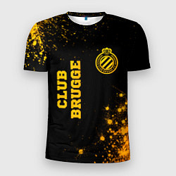 Мужская спорт-футболка Club Brugge - gold gradient вертикально