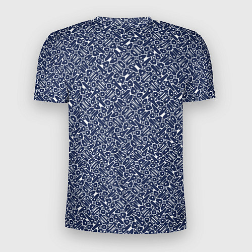 Мужская спорт-футболка Сине-белый паттерн узорчатый / 3D-принт – фото 2