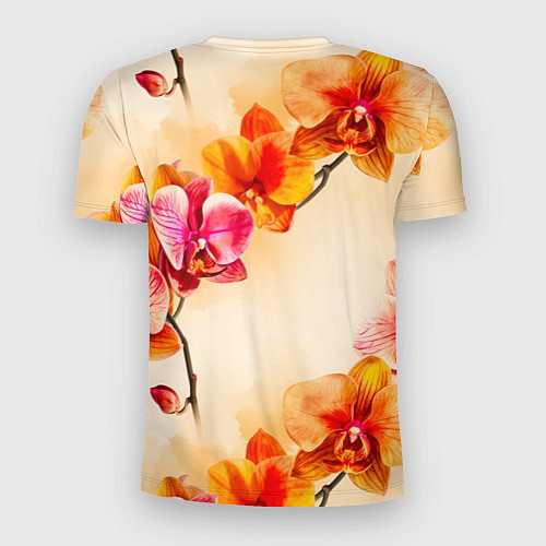 Мужская спорт-футболка Оранжевые орхидеи акварельные / 3D-принт – фото 2