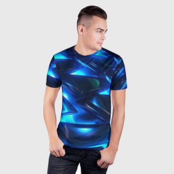 Футболка спортивная мужская Синие абстрактные неоновые плиты, цвет: 3D-принт — фото 2