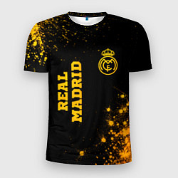 Мужская спорт-футболка Real Madrid - gold gradient вертикально