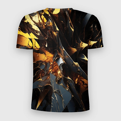 Мужская спорт-футболка Раскол черных плит и янтаря / 3D-принт – фото 2
