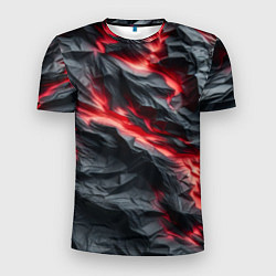 Футболка спортивная мужская Раскаленная лава на горных камнях, цвет: 3D-принт