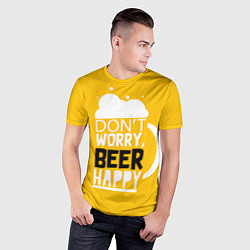 Футболка спортивная мужская Dont worry be happy - beer, цвет: 3D-принт — фото 2