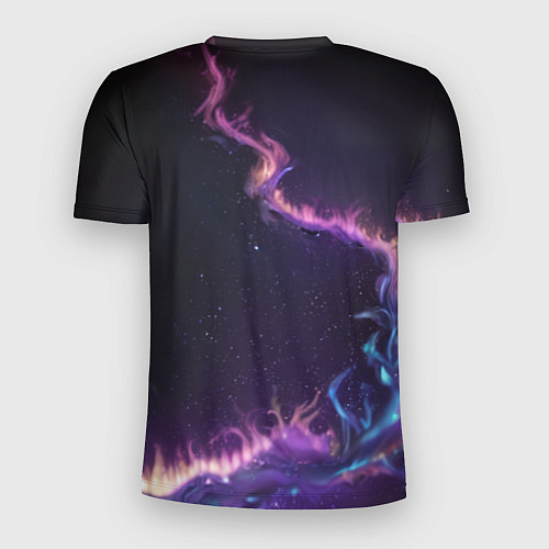 Мужская спорт-футболка Неоновый сиреневый дракон на черном фоне / 3D-принт – фото 2