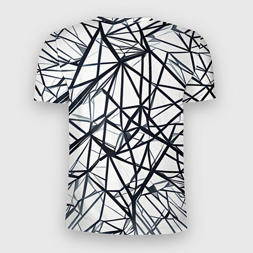 Мужская спорт-футболка Чёрные хаотичные линии на белом фоне / 3D-принт – фото 2