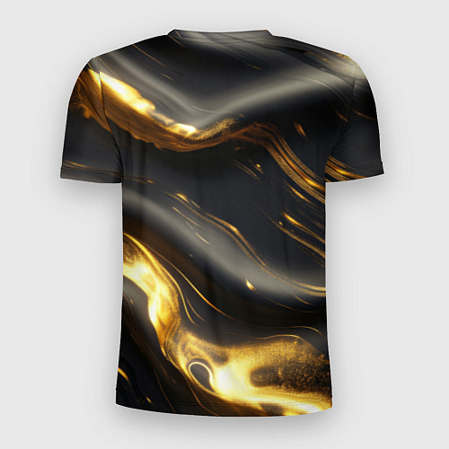 Мужская спорт-футболка Черно-золотая волнистая текстура / 3D-принт – фото 2