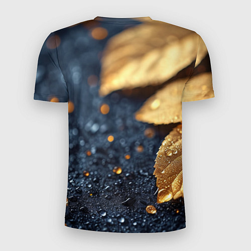 Мужская спорт-футболка Золотые листья на темном фоне / 3D-принт – фото 2