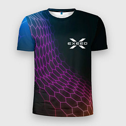 Футболка спортивная мужская Exeed neon hexagon, цвет: 3D-принт