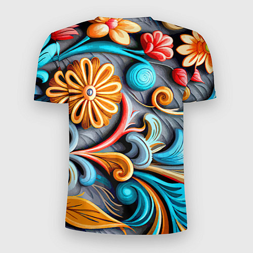 Мужская спорт-футболка Растительный узор - нейросеть / 3D-принт – фото 2