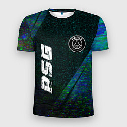 Футболка спортивная мужская PSG glitch blue, цвет: 3D-принт