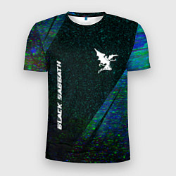 Мужская спорт-футболка Black Sabbath glitch blue