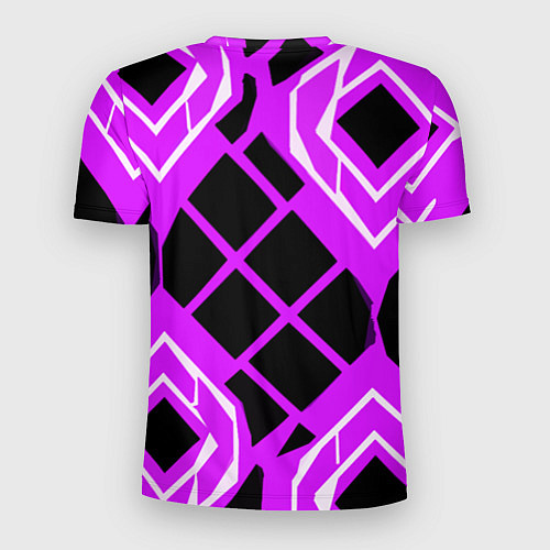 Мужская спорт-футболка Чёрные квадраты и белые полосы на фиолетовом фоне / 3D-принт – фото 2