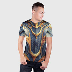 Футболка спортивная мужская Темная кожаная броня с желтой оплеткой, цвет: 3D-принт — фото 2