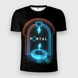 Мужская спорт-футболка Portal neon style logo