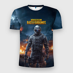 Мужская спорт-футболка PUBG персонаж в ночном городе