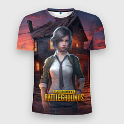 Мужская спорт-футболка PUBG девушка в игре