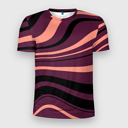 Мужская спорт-футболка Сливовый абстрактные волнистые полосы