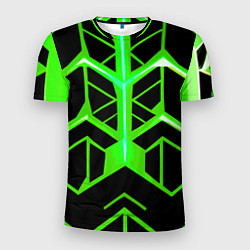 Мужская спорт-футболка Green lines on a black background