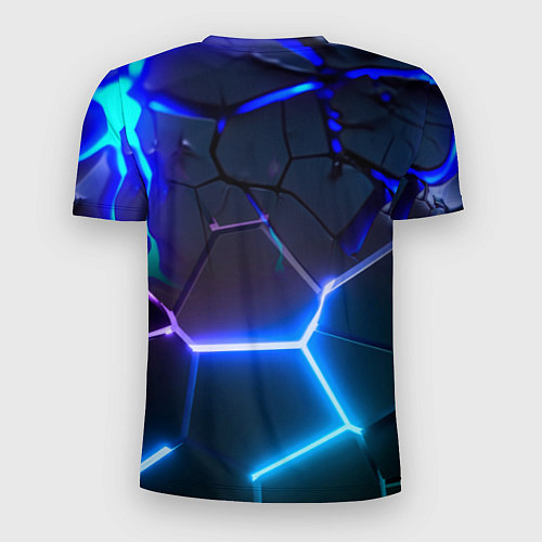 Мужская спорт-футболка Микс из разломленных плит и неоновое свечения / 3D-принт – фото 2
