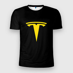 Мужская спорт-футболка Tesla yellow