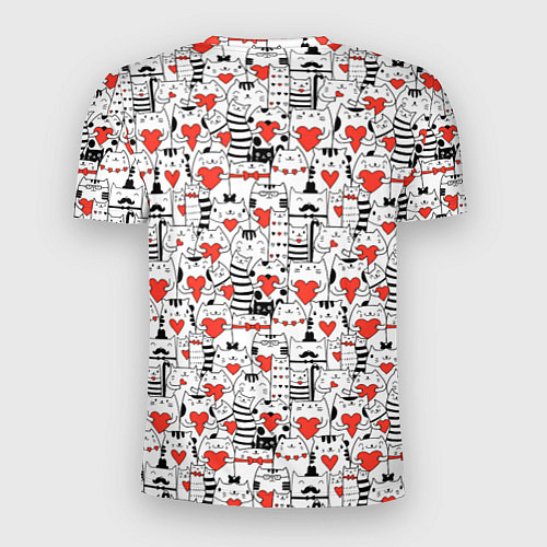 Мужская спорт-футболка Котики держат сердечки / 3D-принт – фото 2