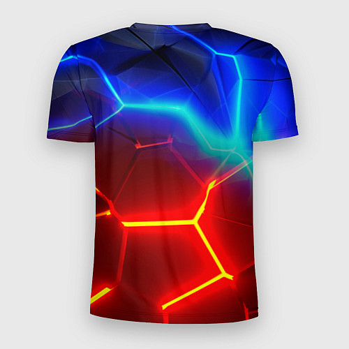 Мужская спорт-футболка Красные плиты с ярким светом / 3D-принт – фото 2