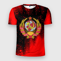 Мужская спорт-футболка СССР краски красные текстура