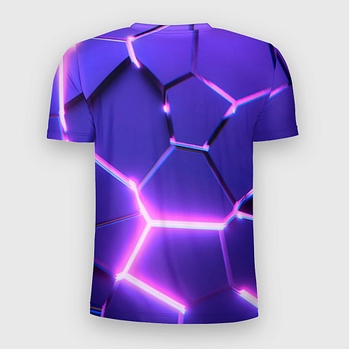 Мужская спорт-футболка Фиолетовые плиты с розовым свечением / 3D-принт – фото 2