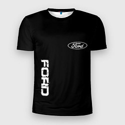 Футболка спортивная мужская Ford logo white steel, цвет: 3D-принт
