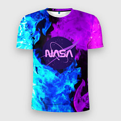 Мужская спорт-футболка NASA neon flame